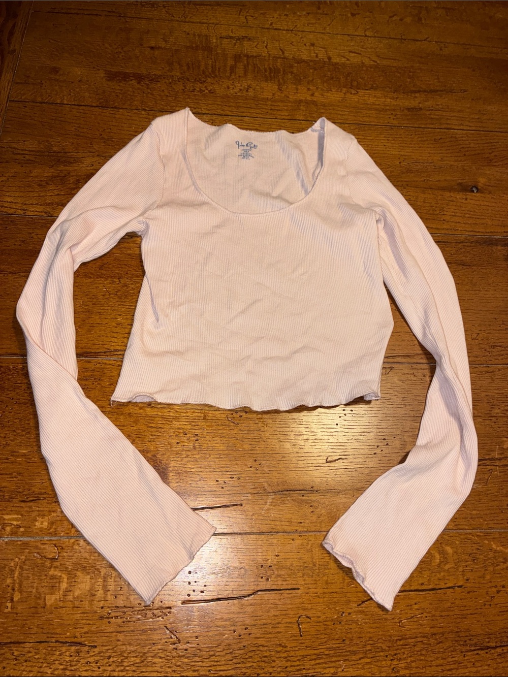 Brandy Melville Light Pink Ribbed Cropped Scoop Neck Top
